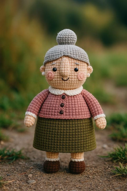 Amigurumi Grandma Crochet Pattern PDF • Cute Old Lady Doll Tutorial • Handmade Grandmother Plushie Soft Toy DIY Guide