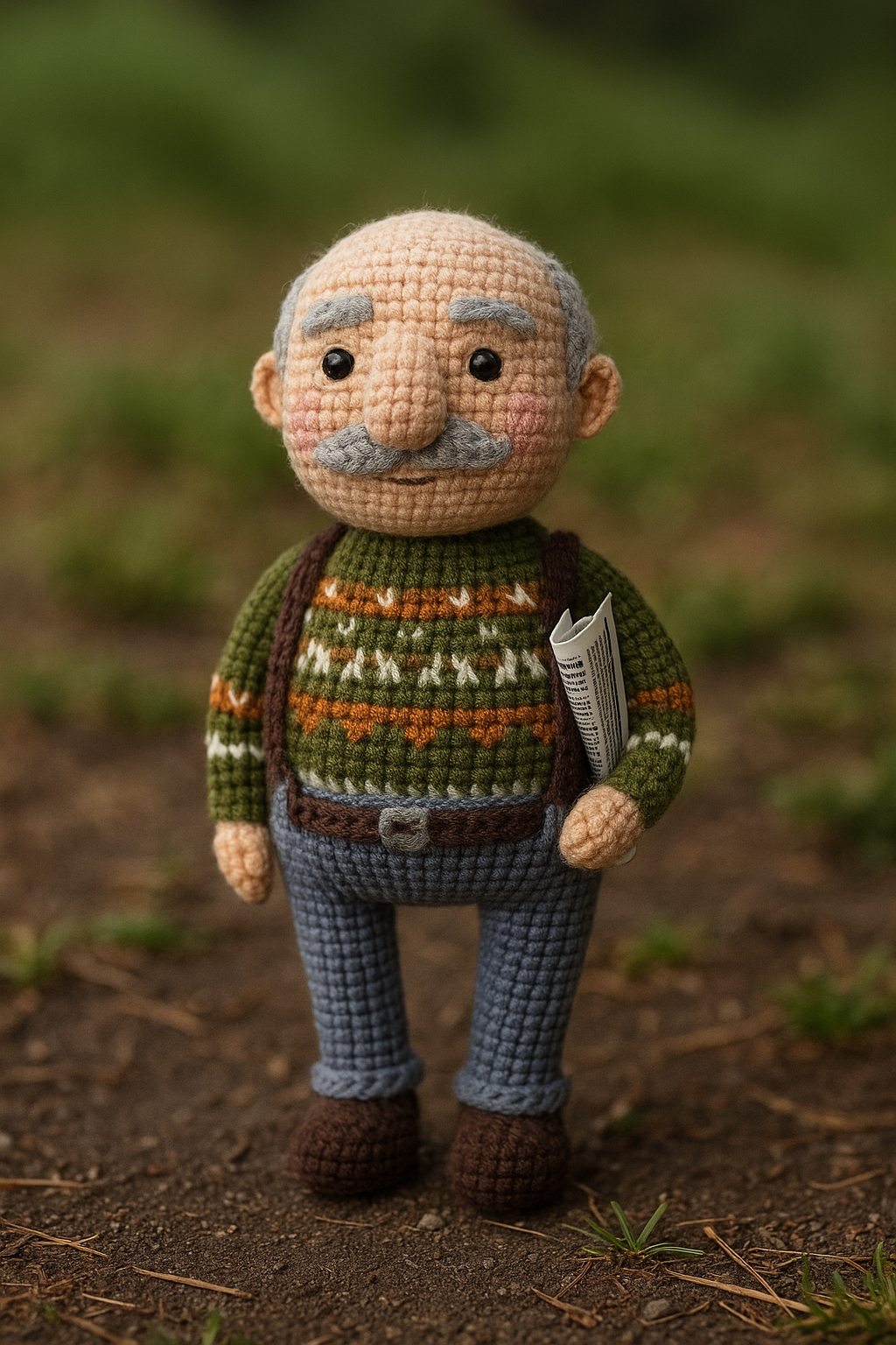 Crochet Grandpa Amigurumi Pattern PDF Tutorial for Beginners, Handmade Elderly Man Doll DIY Toy, Soft Plush Grandfather Gift Idea