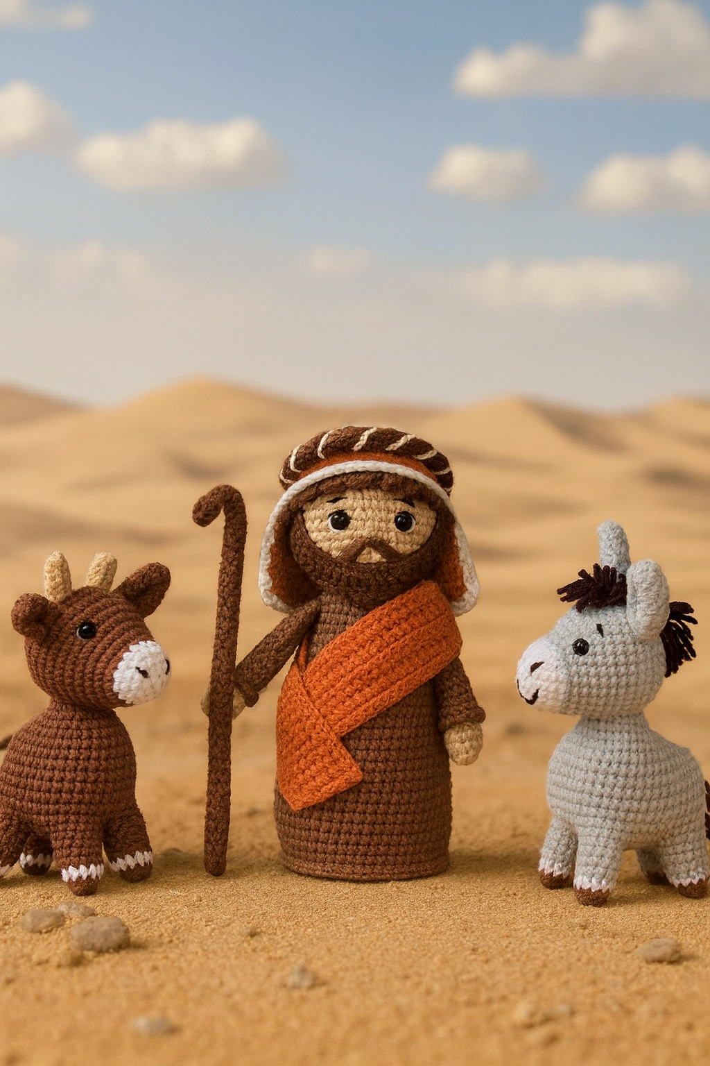Nativity Scene Amigurumi Crochet Pattern PDF – Shepherd, Donkey & Bull | Christmas Handmade Crib Set