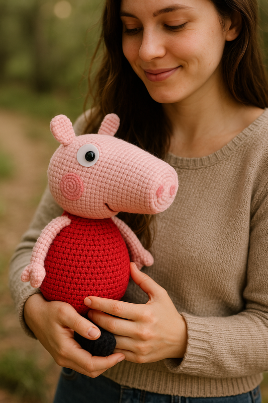 Crochet Pig Doll Amigurumi PDF Pattern for Beginners, Cute Handmade Stuffed Animal Toy, Easy DIY English Instructions for Gift Idea