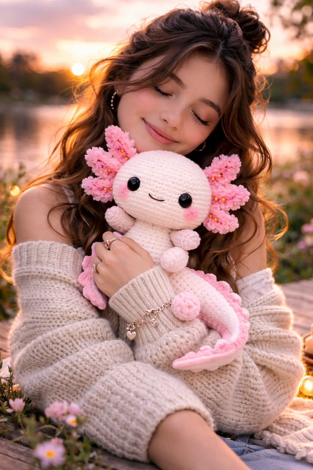 🩷 Handmade Axolotl Amigurumi – Realistic Edition