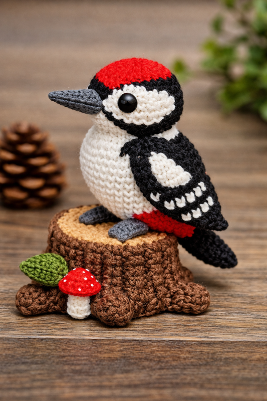 Great Spotted Woodpecker Amigurumi Crochet Pattern — PDF Instant Download