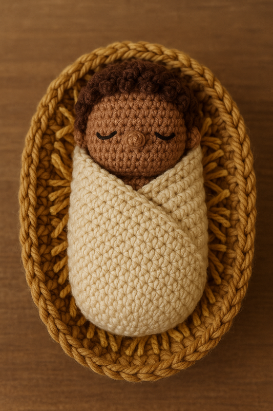 Jesuskind Amigurumi – Deutsche PDF-Häkelanleitung | Baby Jesus in Windeln mit Krippe | Weihnachtskrippe Häkeln