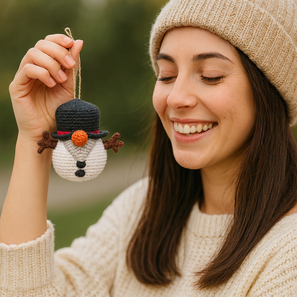 Schneemann Amigurumi – Deutsche PDF-Häkelanleitung | Weihnachtsanhänger | Snowman Ornament