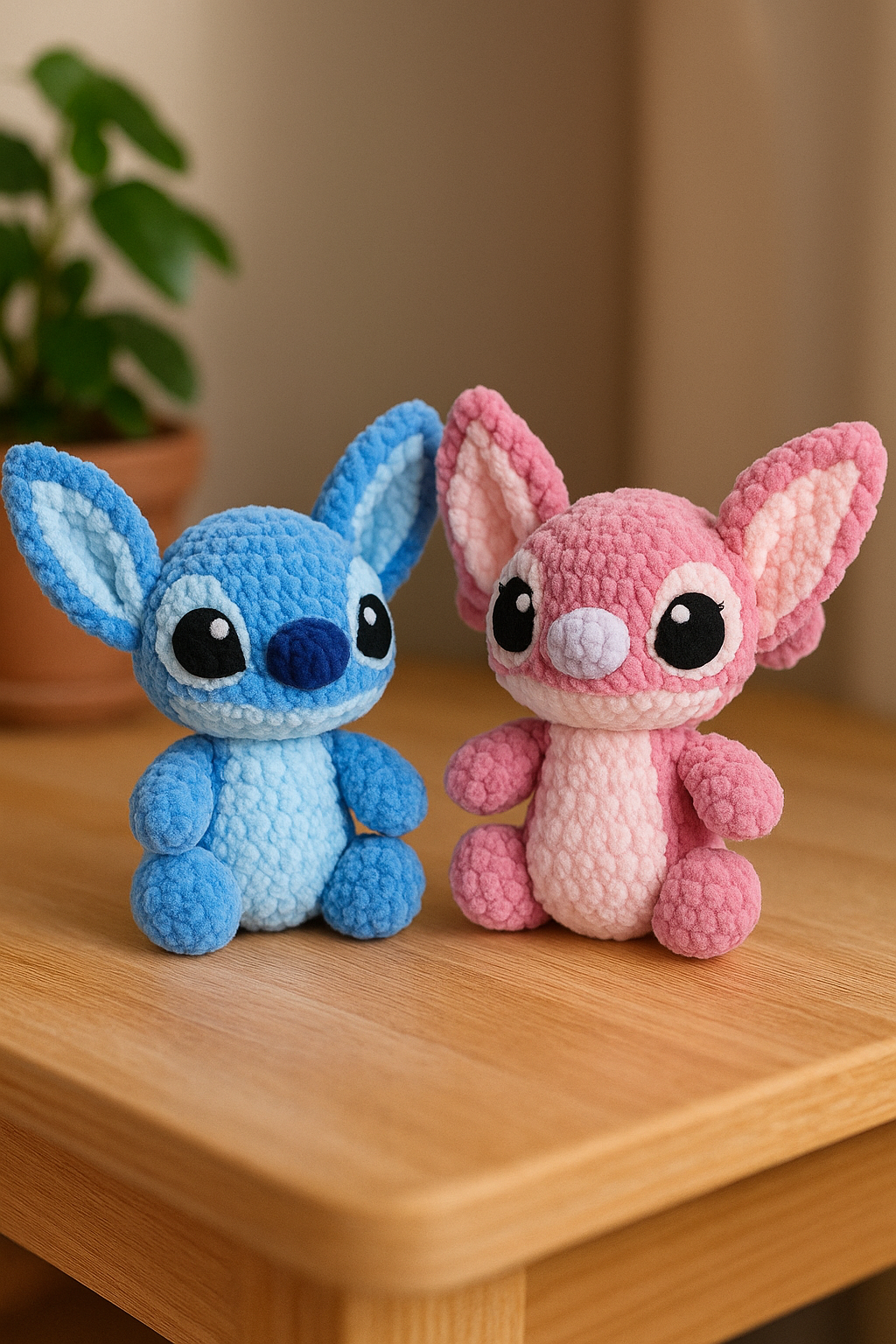 Stich and Angel Amigurumi Crochet Pattern PDF – Soft Plush Toy Set with Big Ears, Cute Blue and Pink Alien Dolls, English Pattern Download