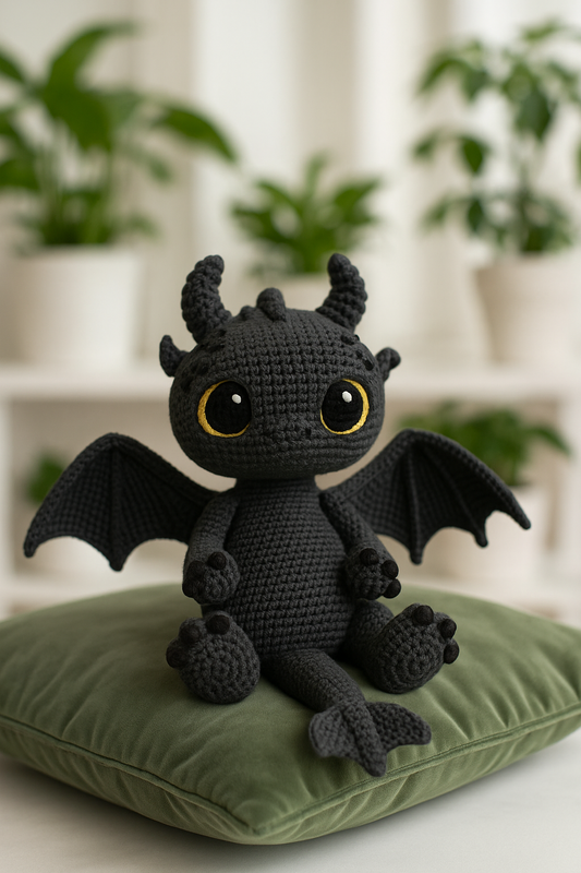 Cute Crochet Dragon Amigurumi PDF Pattern, DIY Fantasy Stuffed Animal Toy, Easy Beginner Friendly English Instructions for Handmade Gift