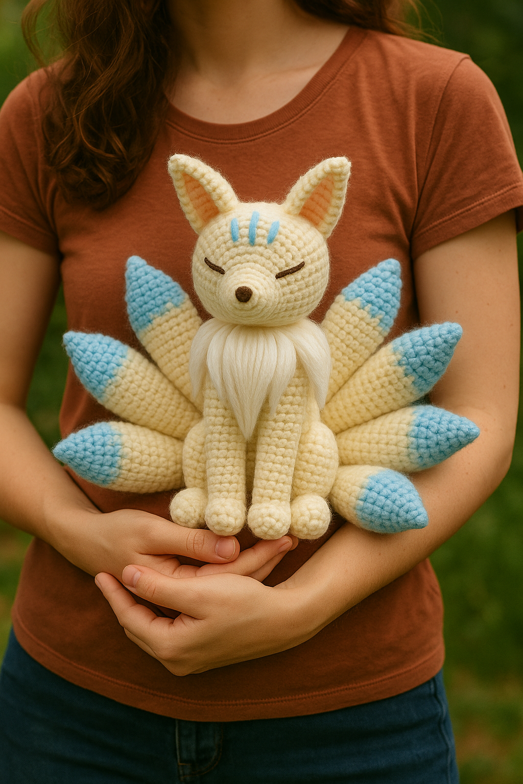 Mystical Nine Tailed Fox Crochet Amigurumi PDF Pattern, DIY Fantasy Stuffed Animal Toy, Easy Beginner Friendly English Instructions