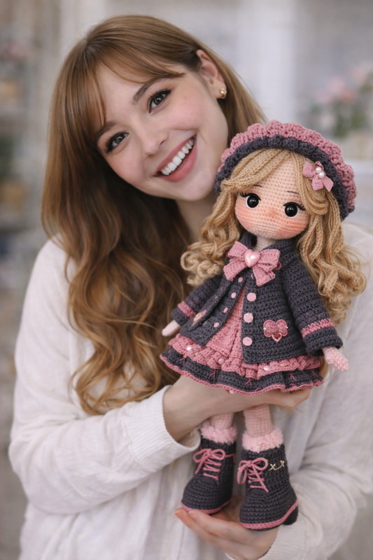 French Style Handmade Amigurumi Doll – Artisan Crochet Outfit