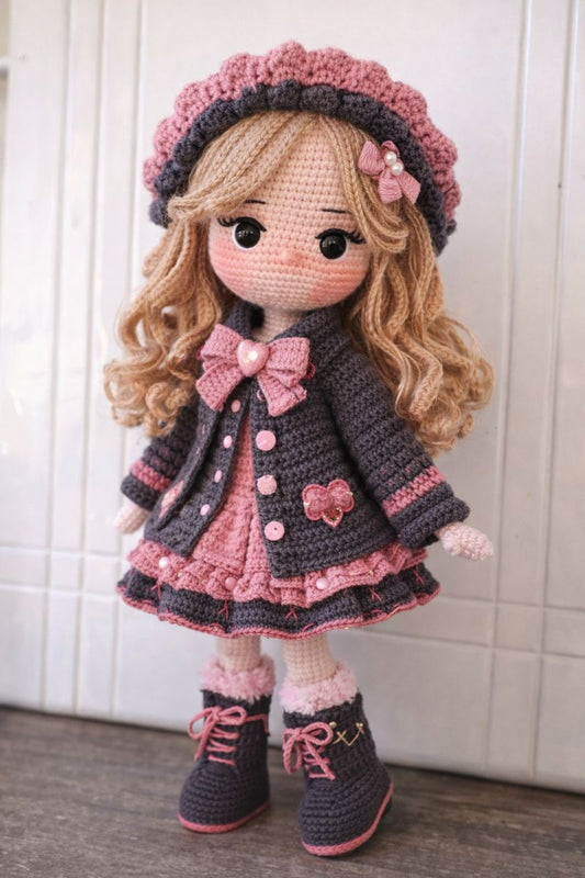 Handgemachte Amigurumi-Puppe im französischen Stil – Artisan Häkel-Outfit