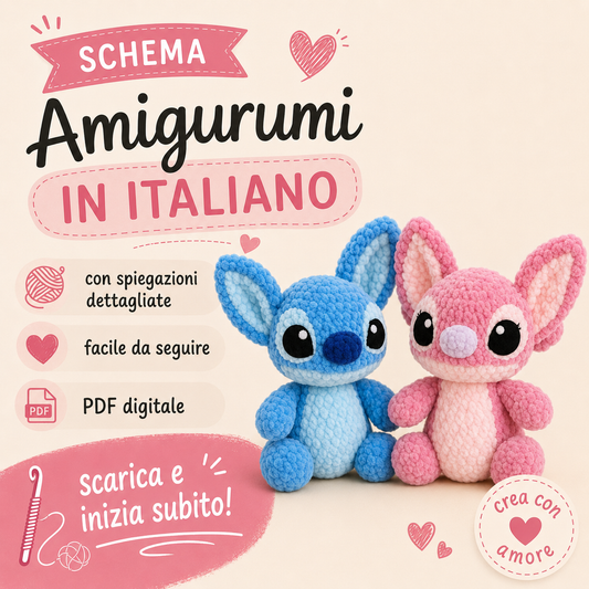 Stitch & Angel – Schema Amigurumi in Italiano | PDF Digitale all’Uncinetto