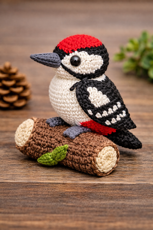 Great Spotted Woodpecker Amigurumi Crochet Pattern — PDF Instant Download