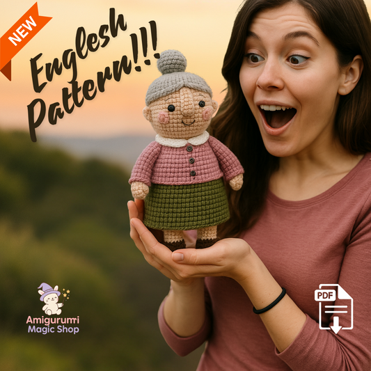 Amigurumi Grandma Crochet Pattern PDF • Cute Old Lady Doll Tutorial • Handmade Grandmother Plushie Soft Toy DIY Guide