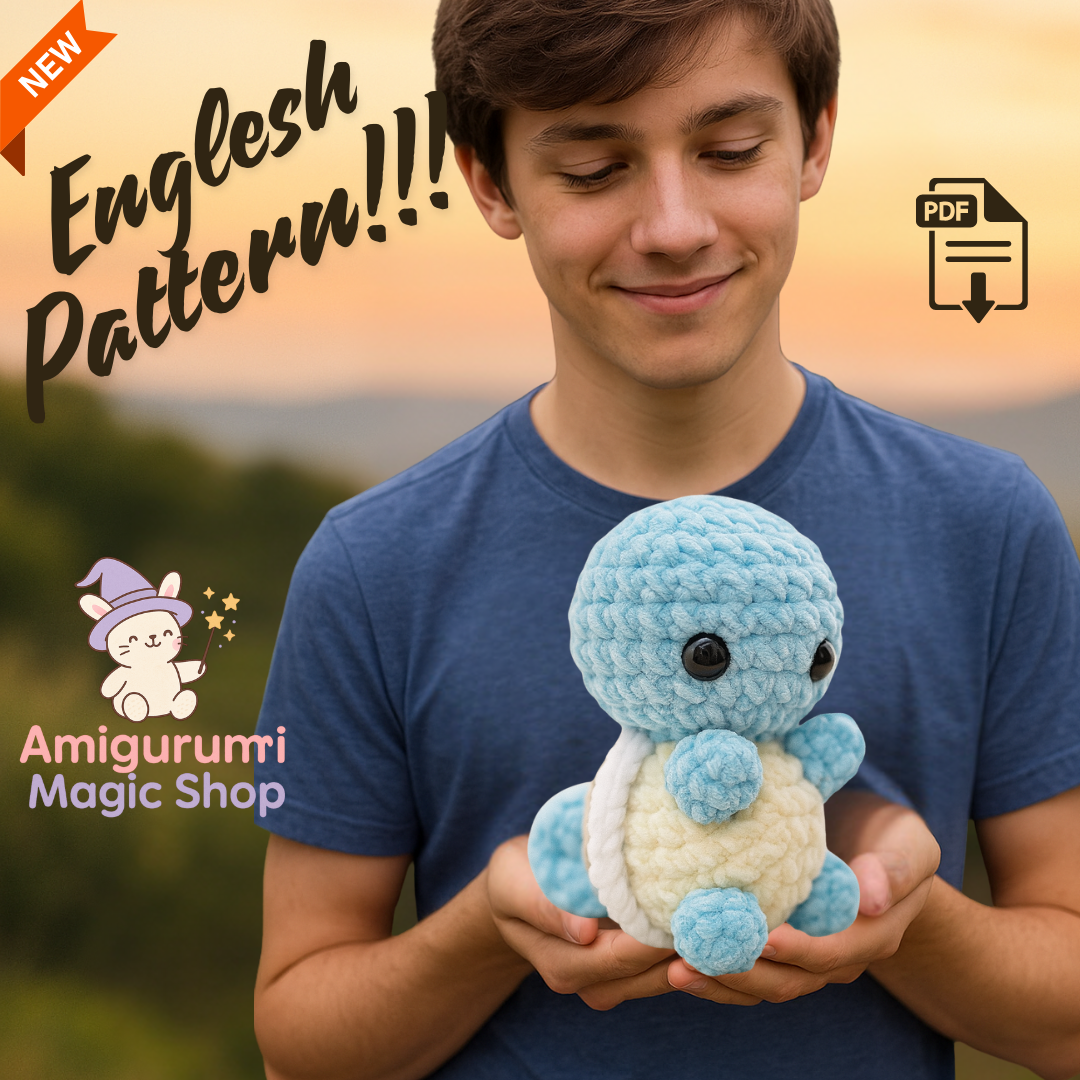 Squirtle Amigurumi Crochet Pattern PDF – Cute Pokémon-Inspired Turtle Toy – Beginner Friendly English Plushie Tutorial
