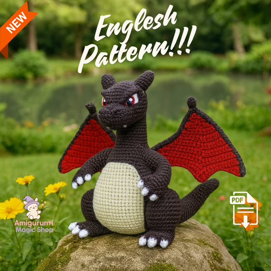 Charizard Inspired Amigurumi Crochet Pattern PDF, Fierce Fire Dragon Toy DIY Tutorial, English PDF Pattern for Collectible Plush