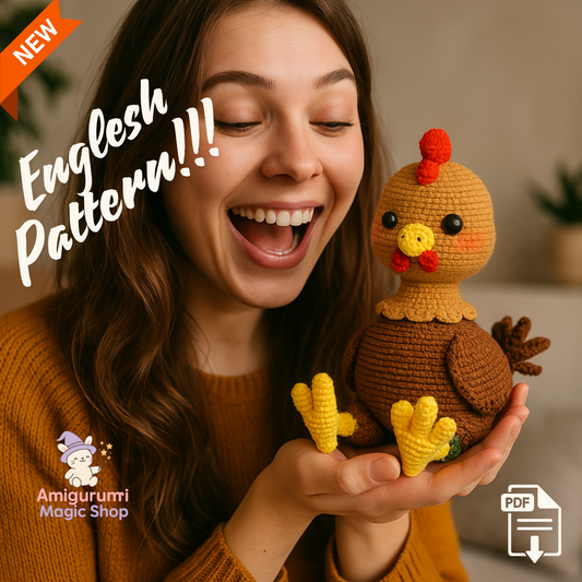 Cute Chicken Amigurumi Crochet PDF Pattern, Easy DIY Farm Animal Toy, Beginner Friendly English Instructions for Handmade Gift