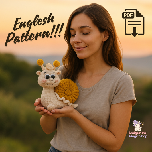 Crochet Snail Amigurumi PDF Pattern for Beginners, Easy DIY Handmade Stuffed Animal Toy, English Instructions for Crochet Lovers Gift