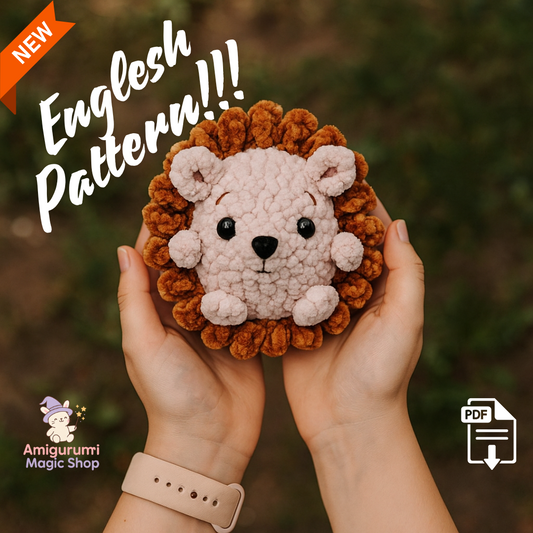Plush Hedgehog Crochet Amigurumi PDF Pattern, Soft DIY Stuffed Animal Toy, Easy English Instructions for Handmade Gift Idea