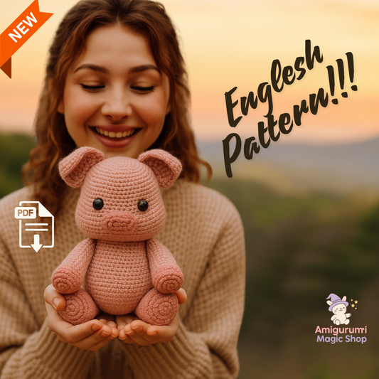 Adorable Crochet Piglet Amigurumi PDF Pattern, Easy DIY Stuffed Animal Toy, Beginner Friendly English Instructions for Handmade Gift