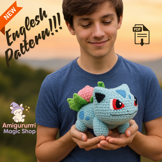 Bulbasaur Crochet Pattern PDF – Amigurumi Plush Toy Inspired by Ivysaur, Cute Pokemon Style DIY Soft Toy, English Download Pattern