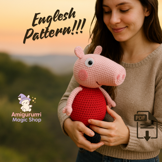 Crochet Pig Doll Amigurumi PDF Pattern for Beginners, Cute Handmade Stuffed Animal Toy, Easy DIY English Instructions for Gift Idea
