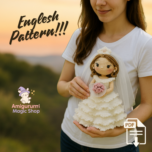 Beautiful Crochet Bride Doll Amigurumi PDF Pattern, DIY Handmade Wedding Gift Idea, Easy Beginner Friendly English Crochet Instructions