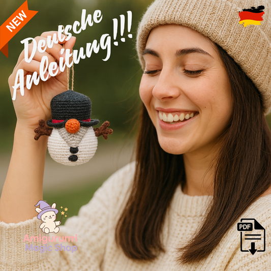 Schneemann Amigurumi – Deutsche PDF-Häkelanleitung | Weihnachtsanhänger | Snowman Ornament