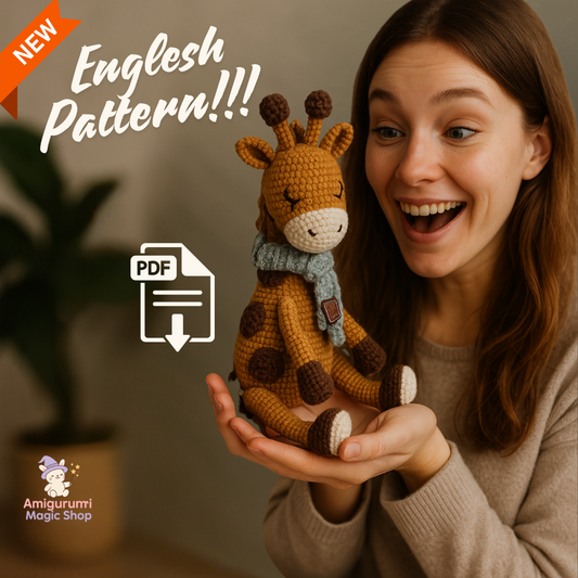Crochet Giraffe Amigurumi PDF Pattern for Beginners, DIY Stuffed Animal Toy, Easy English Instructions for Handmade Crochet Gift